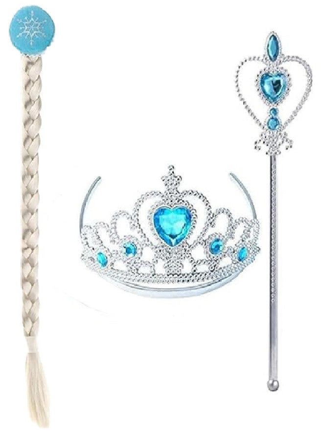 Fancy Steps Princess Accessories for Girls | Birthday Party |Frozen Accessories, Crown Wand, Unicorn Headband and Wig for Fairytale (Stick,Crown,Wig) - Image 1
